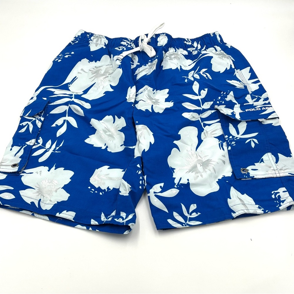 Men’s US Polo Association Blue Floral Men's Swim Shorts Size Large (CBR0001)